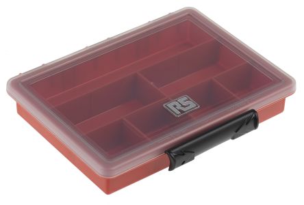 RS PRO Kleinteilebox, Polypropylen Rot, 7 Fächer, 32mm X 175mm X 143mm