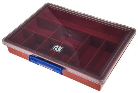 RS PRO Kleinteilebox, Polypropylen Rot, 9 Fächer, 43mm X 240mm X 195mm