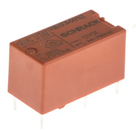 TE Connectivity PCB Mount Power Relay, 12V Dc Coil, 6A Switching Current, SPST