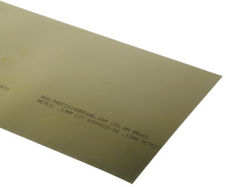 RS PRO Messingausgleichsplatte, Gelb, 2.5m X 0.1mm X 150mm