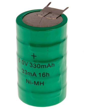 RS PRO Batteria A Bottone Ricaricabile, 6V, 330mAh, NiMH
