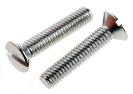 RS PRO Slot Countersunk A2 304 Stainless Steel Machine Screws DIN 963, M4x20mm