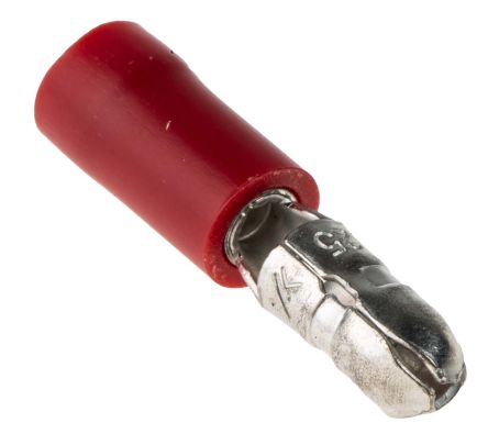 RS PRO Cosse Cylindrique à Sertir Isolé Mâle, Rouge 16AWG 1.5mm² 22AWG 0.5mm² Non Blindé