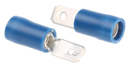 RS PRO Flachsteckhülse, Blau, Isoliert, 4.75 X 0.5mm, Stecker, 1.5mm² - 2.5mm², 16AWG Min