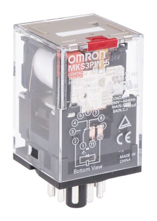 Omron PCB Mount Power Relay, 24V Ac Coil, 10A Switching Current, 3PDT