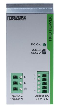 Phoenix Contact TRIO-PS/1AC/48DC/5 Switch-Mode DIN-Schienen Netzteil 240W, 85 → 264V Ac, 48V Dc / 5A