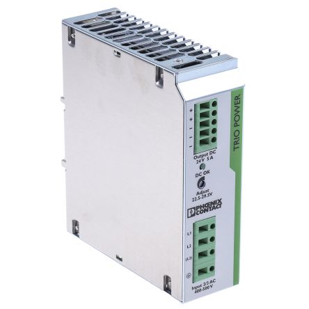 Phoenix Contact TRIO-PS/3AC/24DC/5 3-Phasen Switch-Mode DIN-Schienen Netzteil 120W, 400V Ac, 24V Dc / 5A
