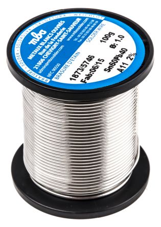 MBO 1mm Wire Lead solder, +183 &#8594; +190&#176;C Melting Point, 40% Lead, 60% Tin, 100g
