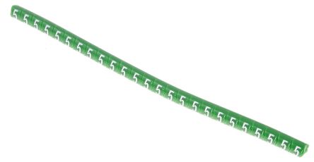 HellermannTyton Helagrip Slide On Cable Markers, White On Green, Pre-printed 5, 1 → 3mm Cable
