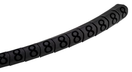 HellermannTyton Helagrip Slide On Cable Markers, Black On Grey, Pre-printed 8, 1 → 3mm Cable