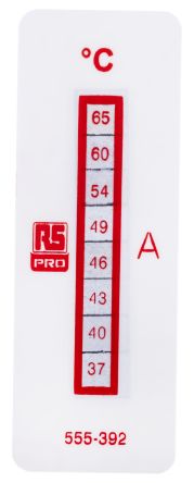 RS PRO Temperaturmessstreifen 37°C / 65°C 8 Messbereiche Vertikal, L. 18mm, B. 51mm