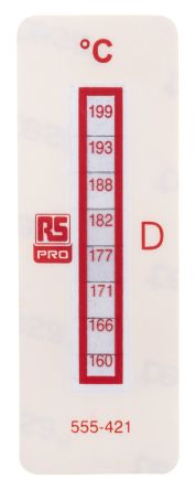 RS PRO Temperaturmessstreifen 160°C / 199°C 8 Messbereiche Vertikal, L. 18mm, B. 51mm