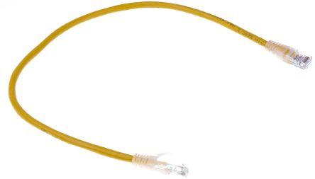 RS PRO Cable Ethernet Cat5e U/UTP De Color Amarillo, Long. 0.5m, Funda De PVC