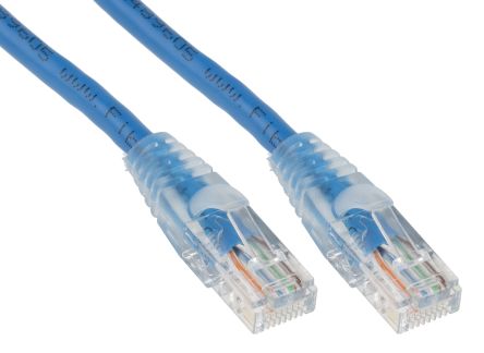 RS PRO Ethernetkabel Cat.5e, 3m, Blau Patchkabel, A RJ45 U/UTP Stecker, B RJ45, PVC