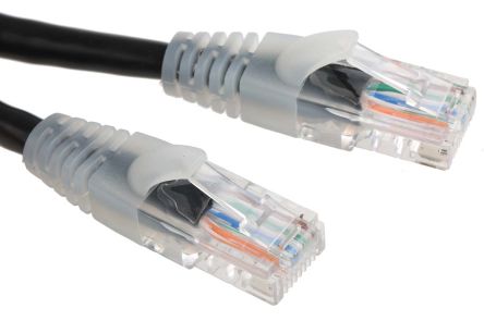 RS PRO Cable Ethernet Cat5e U/UTP De Color Negro, Long. 10m, Funda De PVC