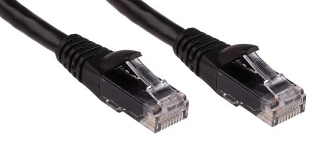 RS PRO Ethernetkabel Cat.6, 1m, Schwarz Patchkabel, A RJ45 U/UTP Stecker, B RJ45, PVC