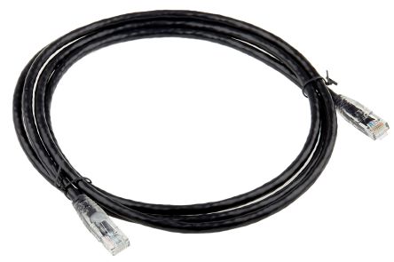 RS PRO Cat6 Male RJ45 To Male RJ45 Ethernet Cable, U/UTP, Black PVC Sheath, 2m