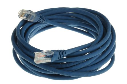 RS PRO Cat5e Male RJ45 To Male RJ45 Ethernet Cable, U/UTP, Blue LSZH Sheath, 5m