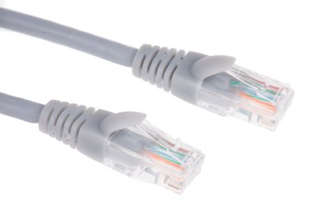 RS PRO Cat5e Male RJ45 To Male RJ45 Ethernet Cable, U/UTP, Grey LSZH Sheath, 1m