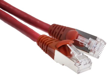 RS PRO Cat5e Male RJ45 To Male RJ45 Ethernet Cable, U/UTP, Red LSZH Sheath, 3m