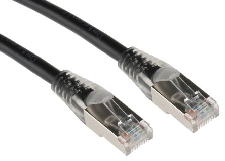 RS PRO Cat5e Male RJ45 To Male RJ45 Ethernet Cable, F/UTP, Black PVC Sheath, 0.5m