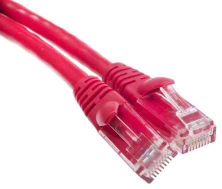 RS PRO Cat6 Male RJ45 To Male RJ45 Ethernet Cable, U/UTP, Red PVC Sheath, 10m