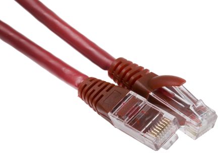 RS PRO Cat6 Male RJ45 To Male RJ45 Ethernet Cable, U/UTP, Red PVC Sheath, 0.5m