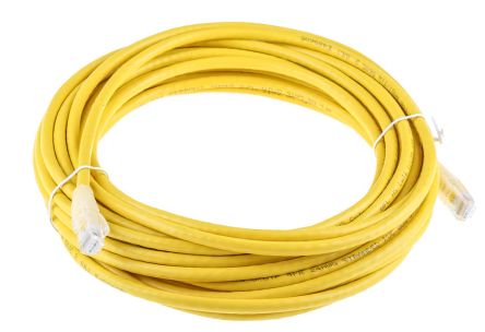 RS PRO Cat6 Male RJ45 To Male RJ45 Ethernet Cable, U/UTP, Yellow PVC Sheath, 10m