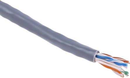 RS PRO Cable Ethernet Cat6 U/UTP De Color Gris, Long. 305m, Funda De PVC