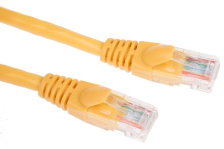 RS PRO Cat5e Male RJ45 To Male RJ45 Ethernet Cable, U/UTP, Yellow PVC Sheath, 5m