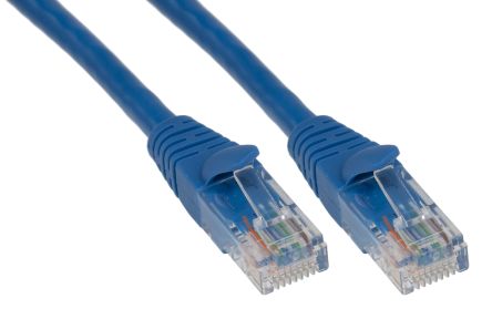 RS PRO Ethernetkabel Cat.5e, 0.5m, Blau Patchkabel, A RJ45 U/UTP Stecker, B RJ45, PVC