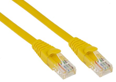 RS PRO Cavo Ethernet Cat5e (U/UTP), Guaina In PVC Col. Giallo, L. 3m, Con Terminazione