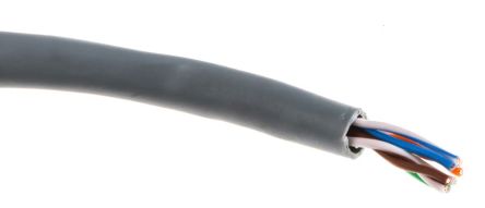 RS PRO Ethernetkabel Cat.5e, 305m, Grau Verlegekabel U/UTP, Aussen ø 5mm, PVC