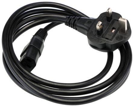RS PRO Straight IEC C13 Socket to Straight Plug Power Cord, 1.8m