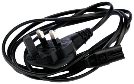 RS PRO Straight IEC C7 Socket to Straight Power Cord, 1.8m