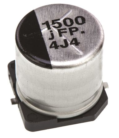 Panasonic, SMD Aluminium-Elektrolyt Kondensator 1500μF ±20% / 6.3V Dc, Ø 10mm X 10.2mm, Bis 105°C