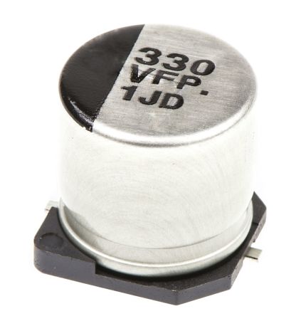 Panasonic, SMD Aluminium-Elektrolyt Kondensator 330μF ±20% / 35V Dc, Ø 10mm X 10.2mm, Bis 105°C