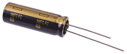 Panasonic Condensador Electrolítico Serie FC Radial, 100μF, ±20%, 100V Dc, Radial, Orificio Pasante, 10 (Dia.) X 30mm,