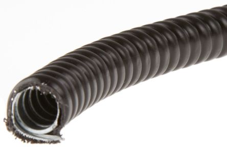 Adaptaflex Conducto Flexible SP De Acero Galvanizado Negro, Long. 10m, Ø 12mm, Rosca M12, IP54, IP65
