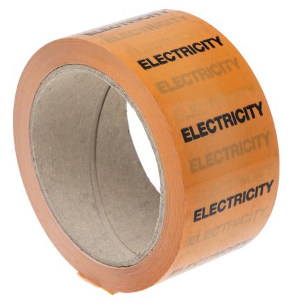 RS PRO Orange PP, Vinyl Pipe Marking Tape, Text Electricity, Dim. W 50mm X L 33m