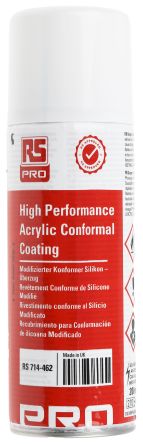 RS PRO Transparent Acrylic Resin Conformal Coating, 200 Ml Aerosol, -55°C Min, +130°C Max