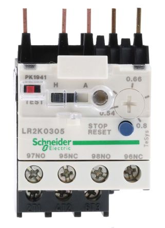 施耐德 热继电器, LR2K系列, 触点额定电流 10 A, 自动，手动复位