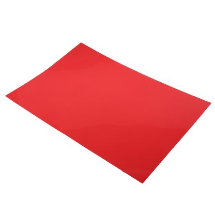 RS PRO Lámina De Plástico Polipropileno Color Rojo X 0.38mm, 457mm X 305mm