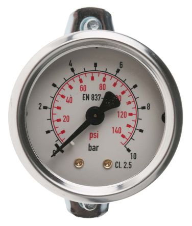 RS PRO Dial Pressure Gauge 10bar, RS Calibration, 0bar Min.