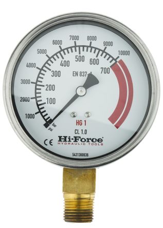 Hi-Force Druckmessgerät Analog 0bar ±1%, Ø 100mm, ISO-kalibriert
