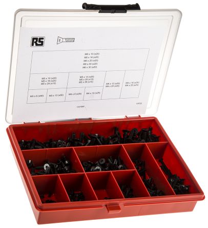 RS PRO Stahl Schrauben Sortiment Senkkopf, M3, M4, M5, M6 X 6 → 30mm, 455 Stück