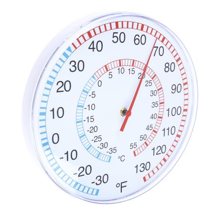 RS PRO Thermomètre à Aiguille, +55 °C Max, Montage Mural, Ø Cadran 30cm