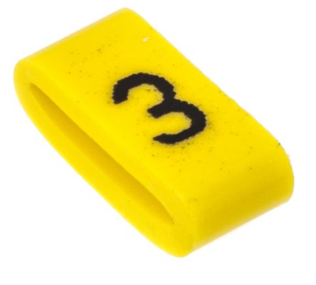 HellermannTyton Ovalgrip Slide On Cable Markers, Black On Yellow, Pre-printed 3, 2.5 → 6mm Cable