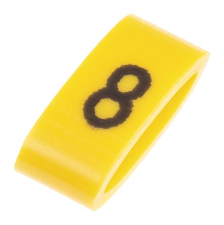 HellermannTyton Ovalgrip Kabel-Markierer, Aufsteckbar, Beschriftung: 8, Schwarz Auf Gelb, Ø 2.5mm - 6mm, 4.5mm X 4 Mm,