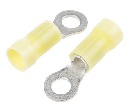 TE Connectivity, PLASTI-GRIP Insulated Crimp Ring Terminal, M5 Stud Size, 2.6mm² To 6.6mm² Wire Size, Yellow